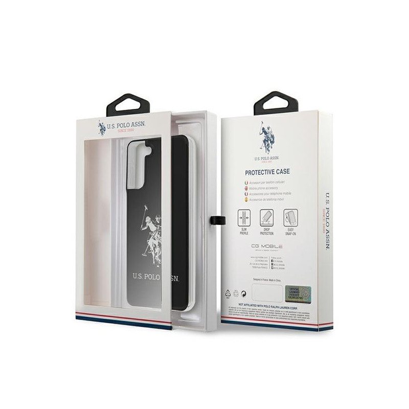 JAV Polo Assn byla Blizgus didelis logotipas Samsung Galaxy S21+ – juodas