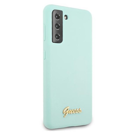 Guess Silicone Script Metal Logo dėklas, skirtas Samsung Galaxy S21+ - mėlynas Guess Silicone Script Metal Logo dėklas, skirtas Samsung Galaxy S21+ - mėlynas