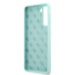 Guess Silicone Script Metal Logo dėklas, skirtas Samsung Galaxy S21+ - mėlynas