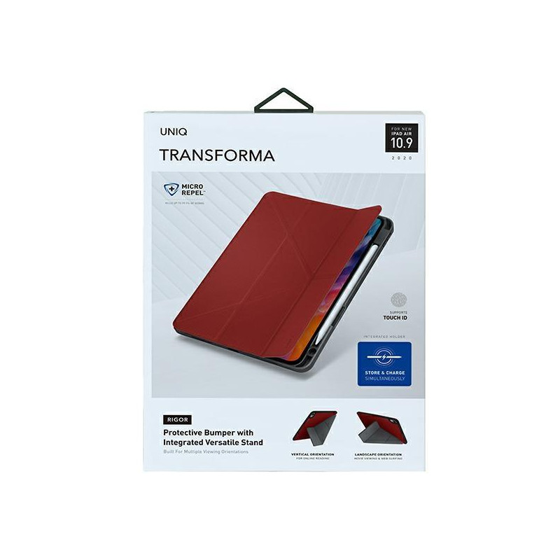 UNIQ Transforma Rigor dėklas, skirtas iPad Air 10.9 (2020) – raudonas