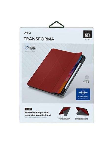 UNIQ Transforma Rigor dėklas, skirtas iPad Air 10.9 (2020) – raudonas UNIQ Transforma Rigor dėklas, skirtas iPad Air 10.9 (2020) – raudonas
