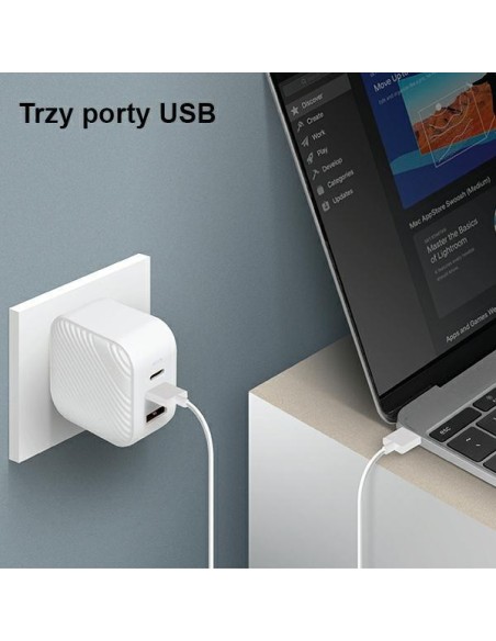 UNIQ Verge Pro 66W GaN USB-C sieninis įkroviklis - baltas UNIQ Verge Pro 66W GaN USB-C sieninis įkroviklis - baltas