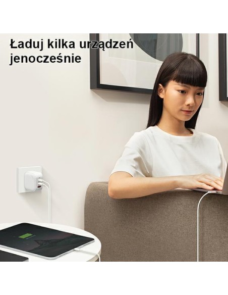 UNIQ Verge Pro 66W GaN USB-C sieninis įkroviklis - baltas UNIQ Verge Pro 66W GaN USB-C sieninis įkroviklis - baltas