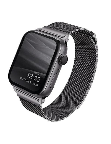 Uniq Dante nerūdijančio plieno dirželis, skirtas Apple Watch 1/ 2/ 3/ 4/ 5/ 6/ 7/ 8/ SE/ SE2 38/ 40/ 41mm – grafitas