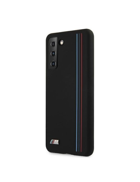 BMW Silicone Stripes M Collection dėklas, skirtas Samsung Galaxy S21+ - juodas BMW Silicone Stripes M Collection dėklas, skirtas Samsung Galaxy S21+ - juodas