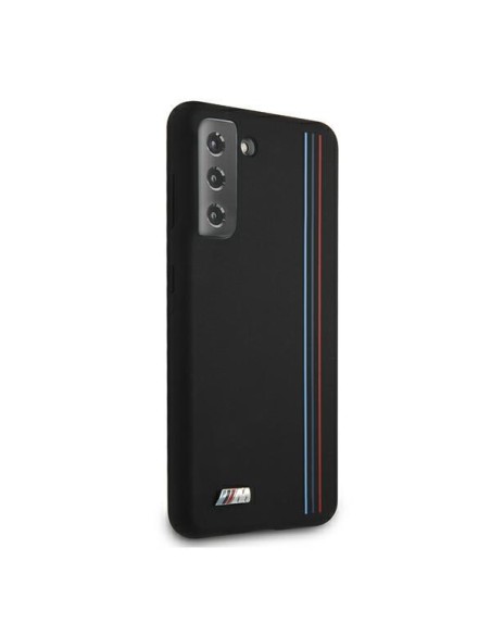 BMW Silicone Stripes M Collection dėklas, skirtas Samsung Galaxy S21+ - juodas BMW Silicone Stripes M Collection dėklas, skirtas Samsung Galaxy S21+ - juodas