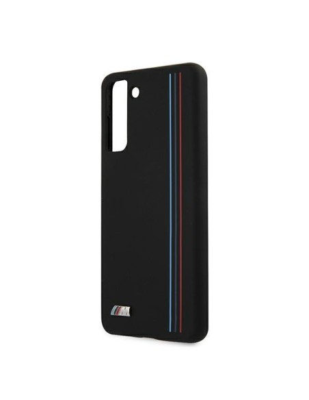 BMW Silicone Stripes M Collection dėklas, skirtas Samsung Galaxy S21+ - juodas BMW Silicone Stripes M Collection dėklas, skirtas Samsung Galaxy S21+ - juodas