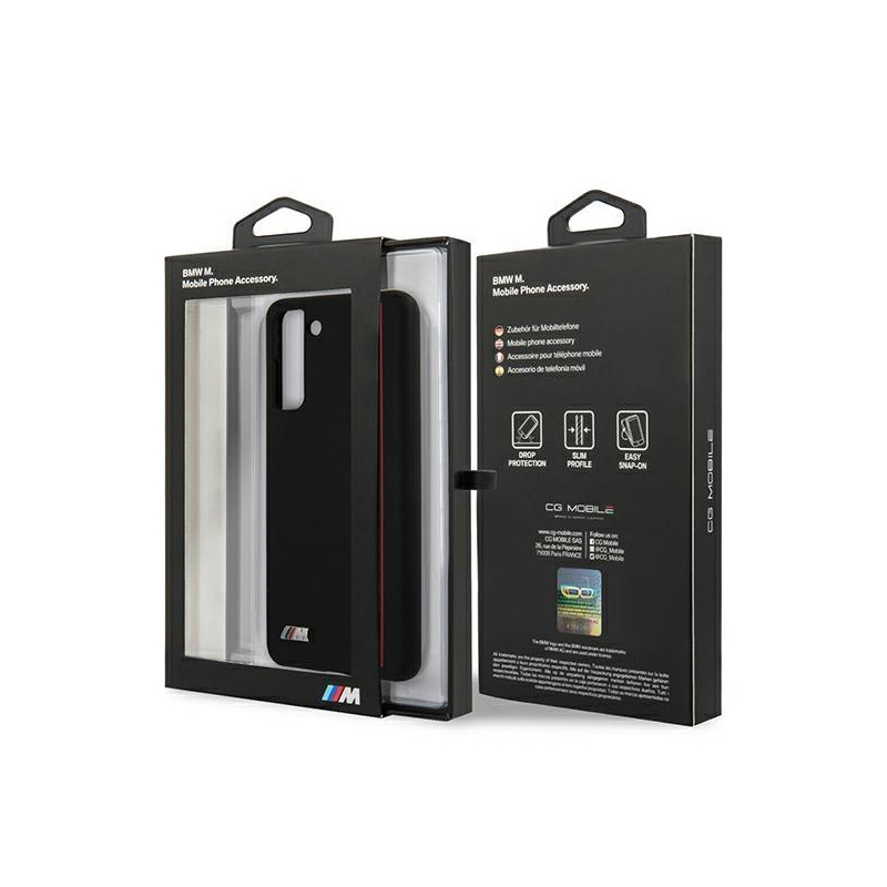 BMW Silicone Stripes M Collection dėklas, skirtas Samsung Galaxy S21+ - juodas