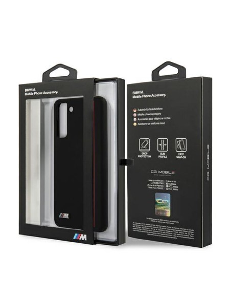 BMW Silicone Stripes M Collection dėklas, skirtas Samsung Galaxy S21+ - juodas BMW Silicone Stripes M Collection dėklas, skirtas Samsung Galaxy S21+ - juodas