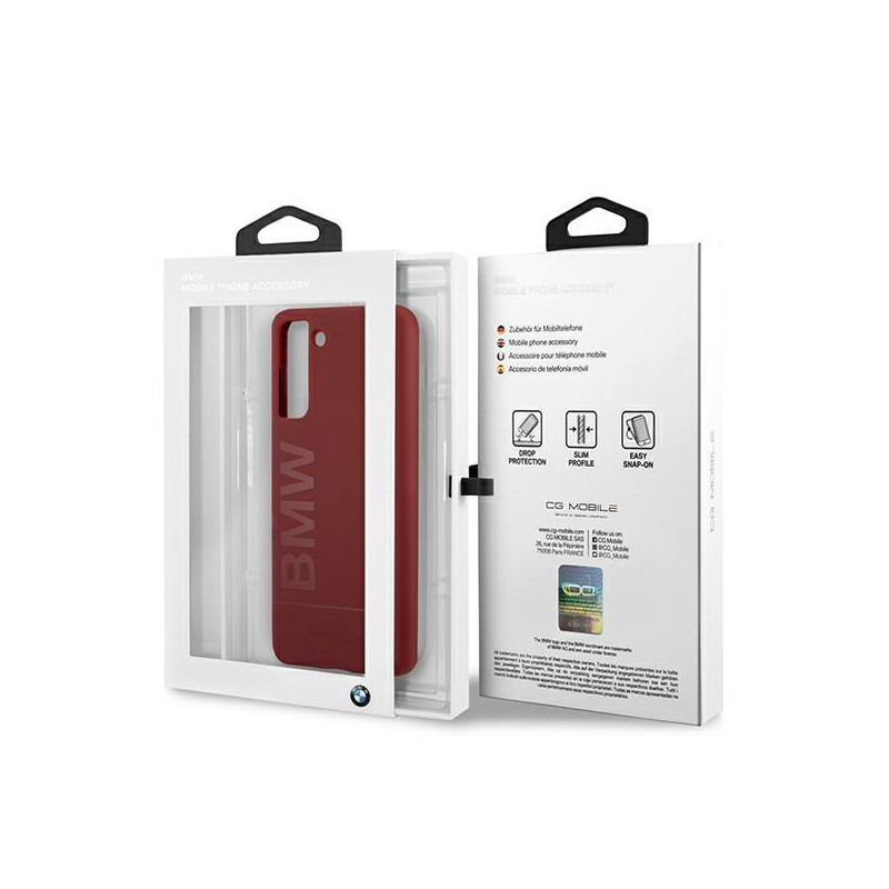 BMW Silicone Signature Logo dėklas, skirtas Samsung Galaxy S21+ - raudonas