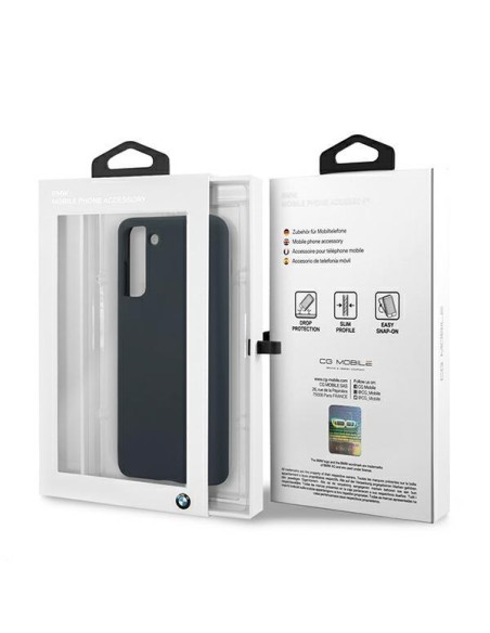 BMW Silicone Signature dėklas, skirtas Samsung Galaxy S21 - tamsiai mėlynas BMW Silicone Signature dėklas, skirtas Samsung Galaxy S21 - tamsiai mėlynas