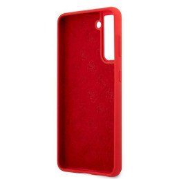 Guess Silicone Script Metal Logo dėklas, skirtas Samsung Galaxy S21+ - raudonas