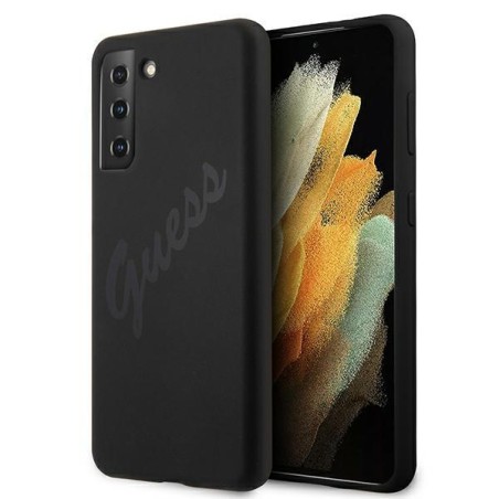 Guess Script Vintage dėklas, skirtas Samsung Galaxy S21+ - juodas Guess Script Vintage dėklas, skirtas Samsung Galaxy S21+ - juodas