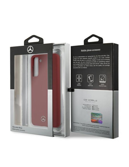 Mercedes Silicone Line dėklas Samsung Galaxy S21 - raudonas Mercedes Silicone Line dėklas Samsung Galaxy S21 - raudonas