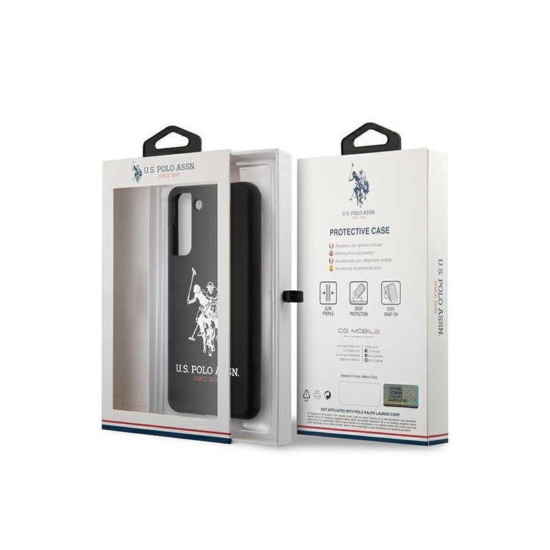 JAV Polo Assn byla Silikono logotipas Samsung Galaxy S21+ – juodas