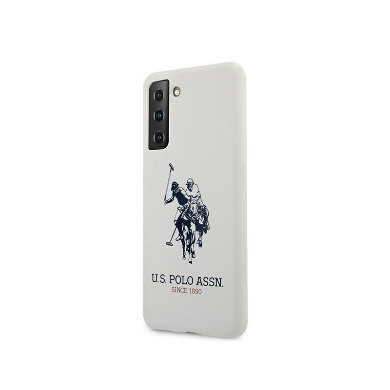 JAV Polo Assn byla Silikono logotipas Samsung Galaxy S21+ – baltas