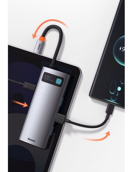 „Baseus Metal Gleam 5in1“ daugiafunkcis C tipo USB koncentratorius – C tipo USB maitinimo tiekimas 100 W / HDMI 4K 30 Hz... „Baseus Metal Gleam 5in1“ daugiafunkcis C tipo USB koncentratorius – C tipo USB maitinimo tiekimas 100 W / HDMI 4K 30 Hz...