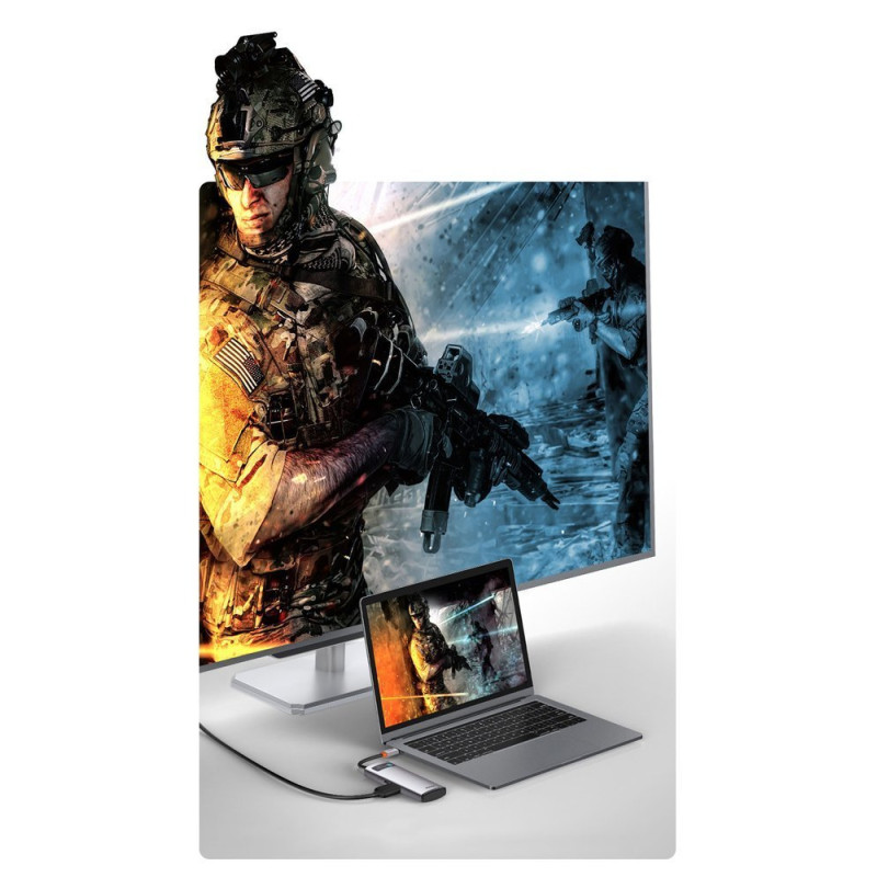 „Baseus Metal Gleam 5in1“ daugiafunkcis C tipo USB koncentratorius – C tipo USB maitinimo tiekimas 100 W / HDMI 4K 30 Hz...