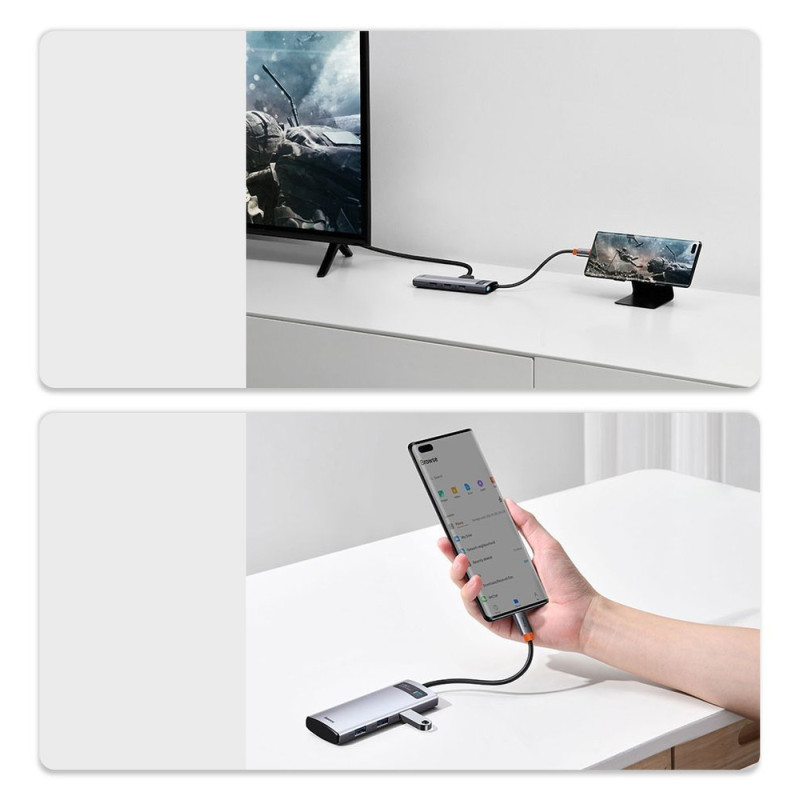 „Baseus Metal Gleam 5in1“ daugiafunkcis C tipo USB koncentratorius – C tipo USB maitinimo tiekimas 100 W / HDMI 4K 30 Hz...