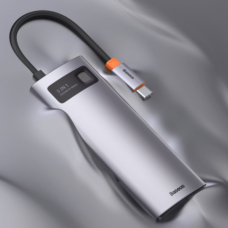 „Baseus Metal Gleam 5in1“ daugiafunkcis C tipo USB koncentratorius – C tipo USB maitinimo tiekimas 100 W / HDMI 4K 30 Hz...