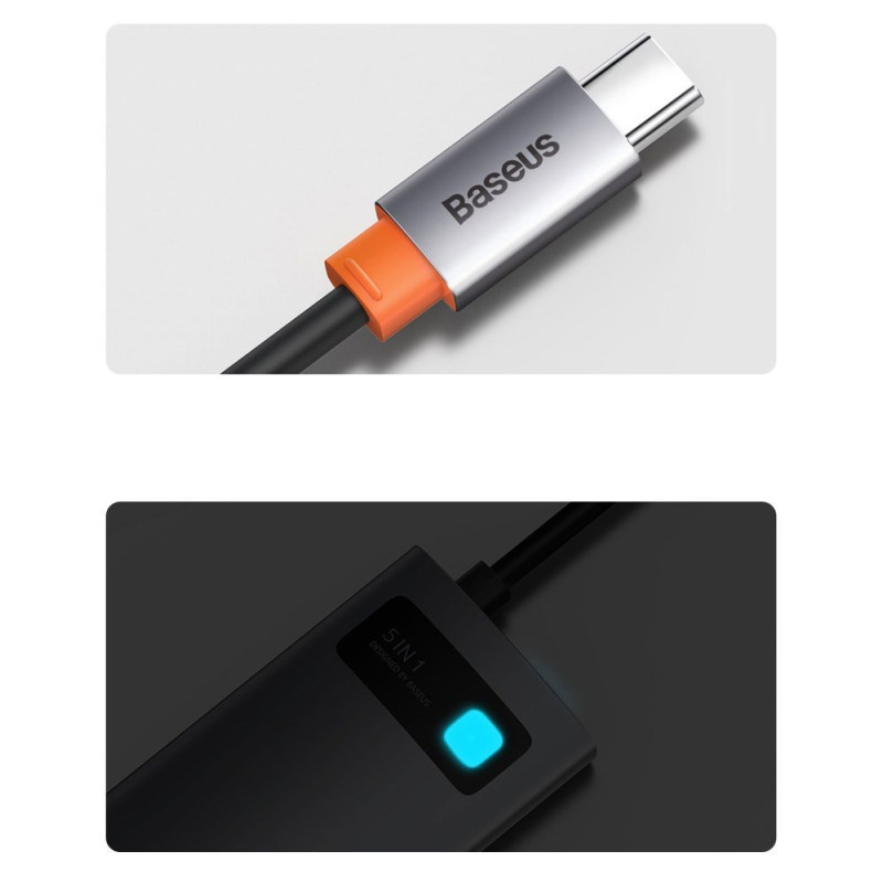 „Baseus Metal Gleam 5in1“ daugiafunkcis C tipo USB koncentratorius – C tipo USB maitinimo tiekimas 100 W / HDMI 4K 30 Hz...