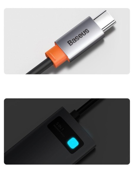 „Baseus Metal Gleam 5in1“ daugiafunkcis C tipo USB koncentratorius – C tipo USB maitinimo tiekimas 100 W / HDMI 4K 30 Hz... „Baseus Metal Gleam 5in1“ daugiafunkcis C tipo USB koncentratorius – C tipo USB maitinimo tiekimas 100 W / HDMI 4K 30 Hz...