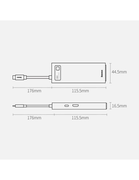 „Baseus Metal Gleam 5in1“ daugiafunkcis C tipo USB koncentratorius – C tipo USB maitinimo tiekimas 100 W / HDMI 4K 30 Hz... „Baseus Metal Gleam 5in1“ daugiafunkcis C tipo USB koncentratorius – C tipo USB maitinimo tiekimas 100 W / HDMI 4K 30 Hz...