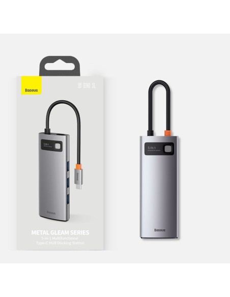 „Baseus Metal Gleam 5in1“ daugiafunkcis C tipo USB koncentratorius – C tipo USB maitinimo tiekimas 100 W / HDMI 4K 30 Hz... „Baseus Metal Gleam 5in1“ daugiafunkcis C tipo USB koncentratorius – C tipo USB maitinimo tiekimas 100 W / HDMI 4K 30 Hz...