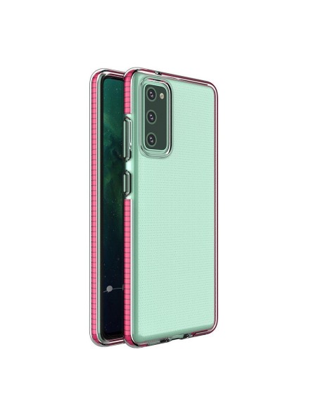 „Spring Case Cover“ gelio dėklas su spalvingu rėmeliu, skirtas Samsung Galaxy A72 4G tamsiai rožinei