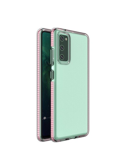 Spring Case Cover Gel Dėklas su spalvingu rėmeliu, skirtas Samsung Galaxy A72 4G šviesiai rožinei
