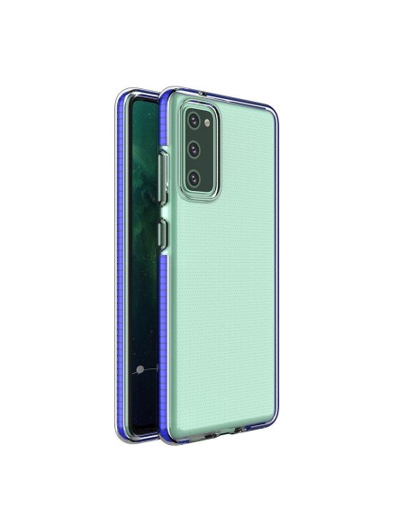 Spring Case gelio dėklas su spalvingu rėmeliu, skirtas Samsung Galaxy A72 4G tamsiai mėlynai