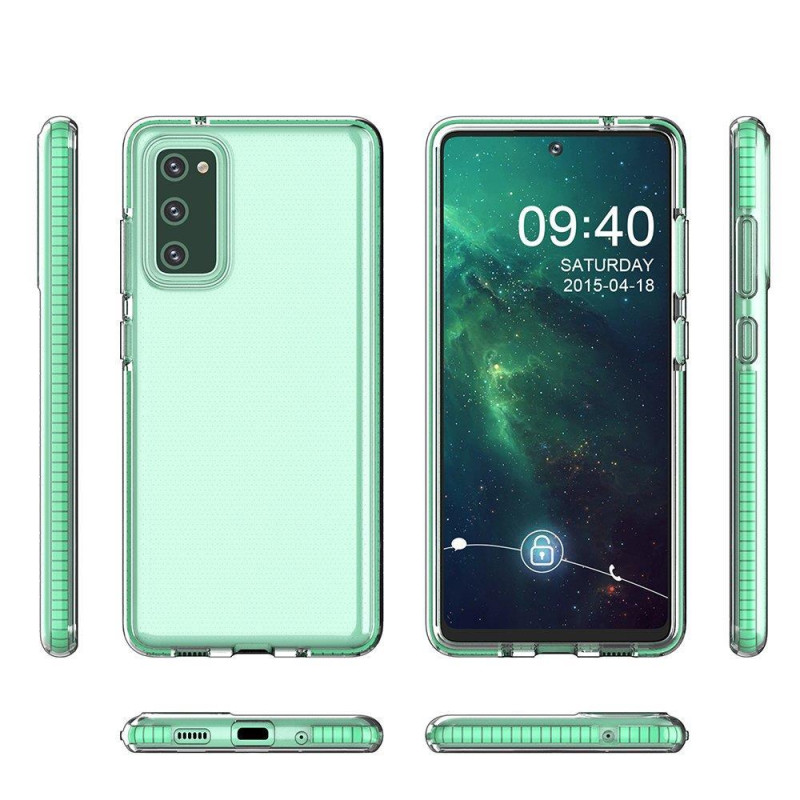 Spring Case gelio dėklas su spalvingu rėmeliu, skirtas Samsung Galaxy A72 4G tamsiai mėlynai