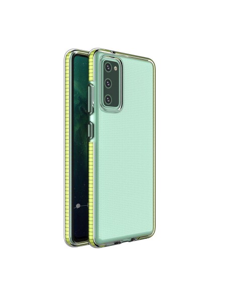 Spring Case gelio dėklas su spalvingu rėmeliu, skirtas Samsung Galaxy A72 4G geltonas