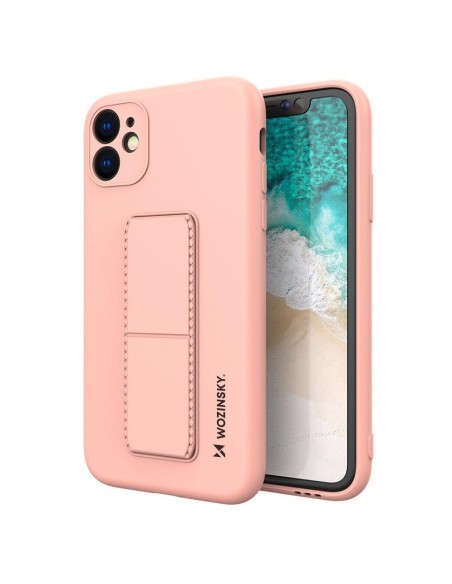 Wozinsky Kickstand Case silikoninis dėklas su stovu iPhone 11 Pro rožinis