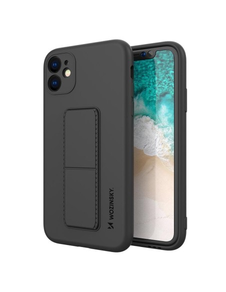 Wozinsky Kickstand Case silikoninis dėklas su stovu iPhone 11 Pro Max juodas