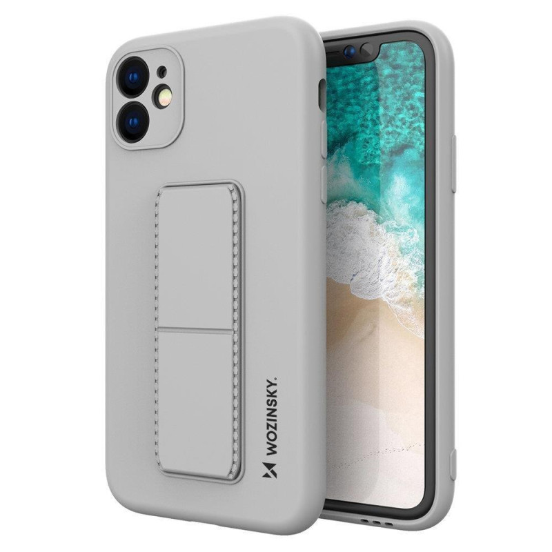Wozinsky Kickstand Case silikoninis dėklas su stovu iPhone 11 Pro Max, pilkas