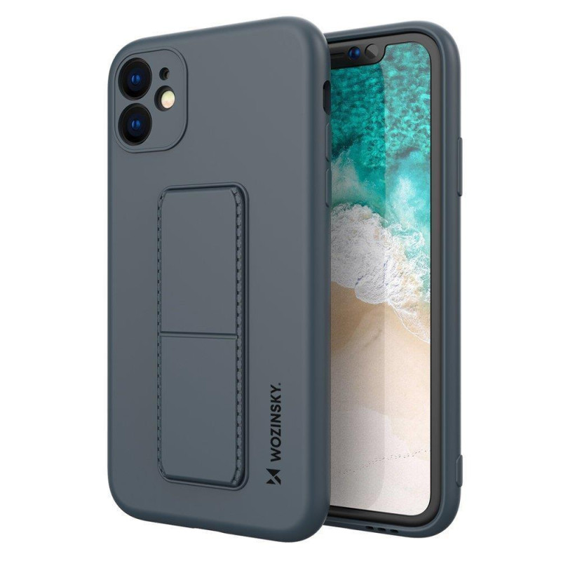 Wozinsky Kickstand Case silikoninis dėklas su stovu iPhone 12 tamsiai mėlynai Wozinsky Kickstand Case silikoninis dėklas su stovu iPhone 12 tamsiai mėlynai