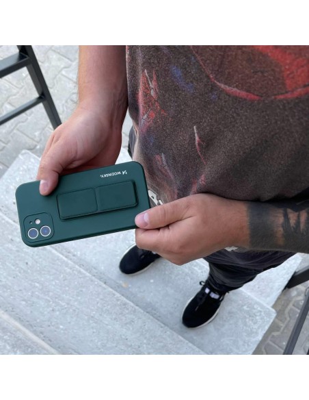 Wozinsky Kickstand Case silikoninis dėklas su stovu iPhone 12 tamsiai mėlynai Wozinsky Kickstand Case silikoninis dėklas su stovu iPhone 12 tamsiai mėlynai