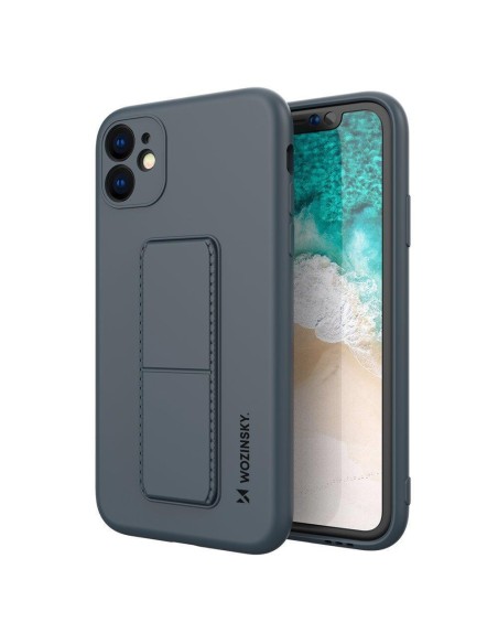 Wozinsky Kickstand Case silikoninis dėklas su stovu iPhone 12 Pro, tamsiai mėlynas