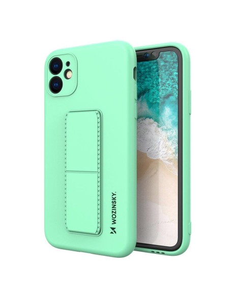 Wozinsky Kickstand Case silikoninis dėklas su stovu iPhone 12 Pro mint