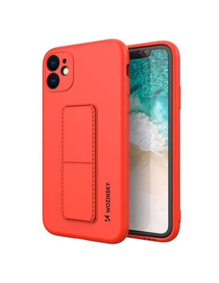 Wozinsky Kickstand Case silikoninis dėklas su stovu iPhone 12 Pro Max raudonas