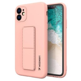 Wozinsky Kickstand Case silikoninis dėklas su stovu iPhone 12 Pro Max rožiniam