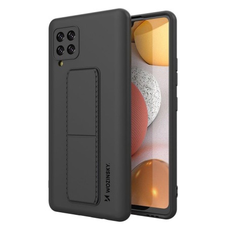 Wozinsky Kickstand Case silikoninis dėklas su stovu, skirtas Samsung Galaxy A42 5G Black