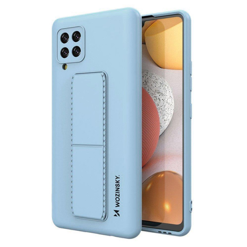 Wozinsky Kickstand Case silikoninis dėklas su stovo dangteliu, skirtas Samsung Galaxy A42 5G šviesiai mėlynas Wozinsky Kickstand Case silikoninis dėklas su stovo dangteliu, skirtas Samsung Galaxy A42 5G šviesiai mėlynas