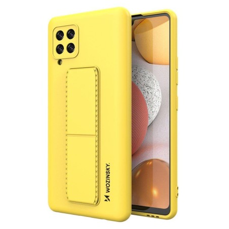 Wozinsky Kickstand Case silikoninis dėklas su stovu, skirtas Samsung Galaxy A42 5G Yellow