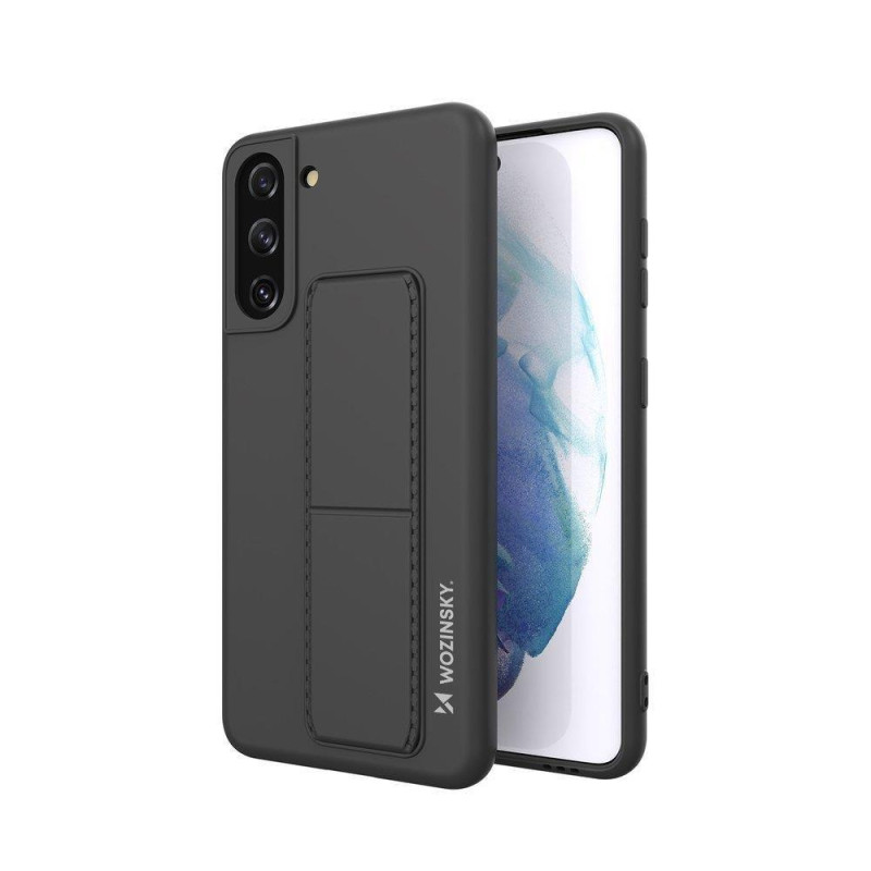 Wozinsky Kickstand Case silikoninis dėklas su stovu, skirtas Samsung Galaxy S21+ 5G Black