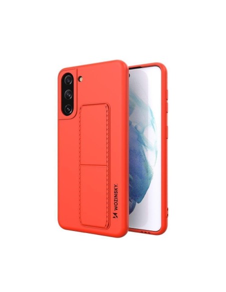 Wozinsky Kickstand Case silikoninis dėklas su stovu, skirtas Samsung Galaxy S21+ 5G Red