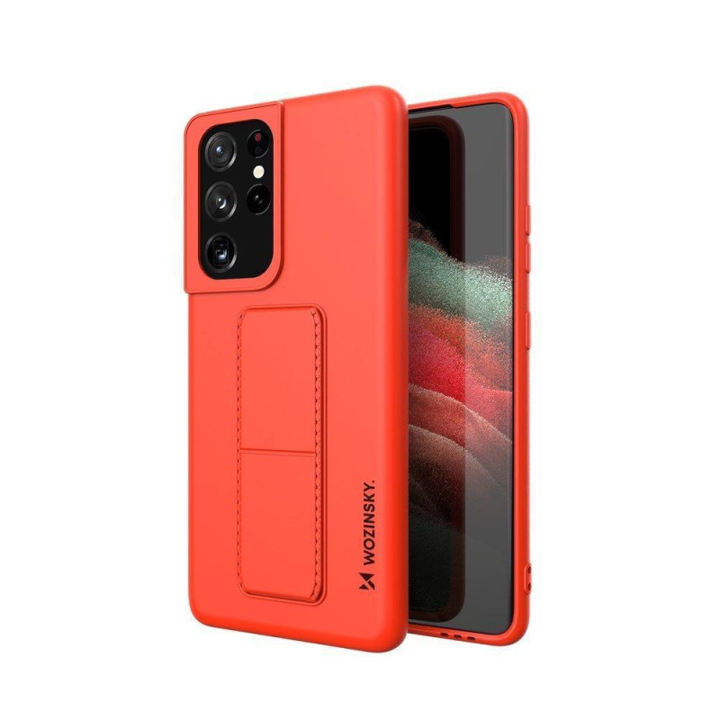 Wozinsky Kickstand Case silikoninis dėklas su stovo dangteliu, skirtas Samsung Galaxy S21 Ultra 5G Red