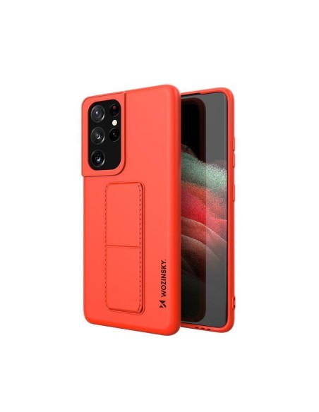 Wozinsky Kickstand Case silikoninis dėklas su stovo dangteliu, skirtas Samsung Galaxy S21 Ultra 5G Red