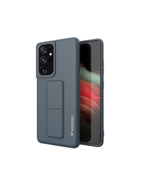 Wozinsky Kickstand Case silikoninis dėklas su stovo dangteliu, skirtas Samsung Galaxy S21 Ultra 5G tamsiai mėlynai Wozinsky Kickstand Case silikoninis dėklas su stovo dangteliu, skirtas Samsung Galaxy S21 Ultra 5G tamsiai mėlynai